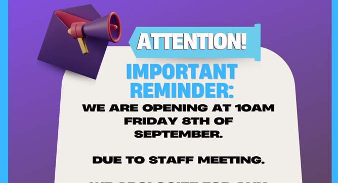 Staff Meeting Friday 8th Sept 2023